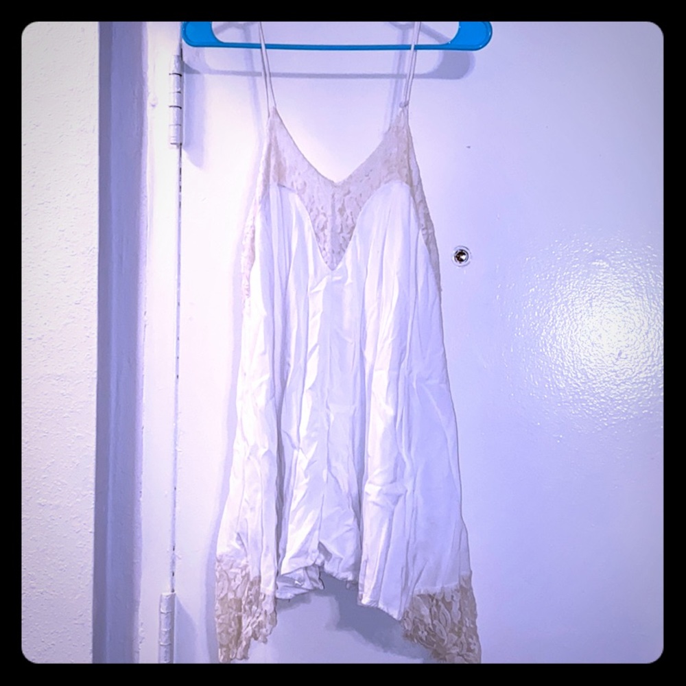 White Lace Spaghetti Strap Mini Dress